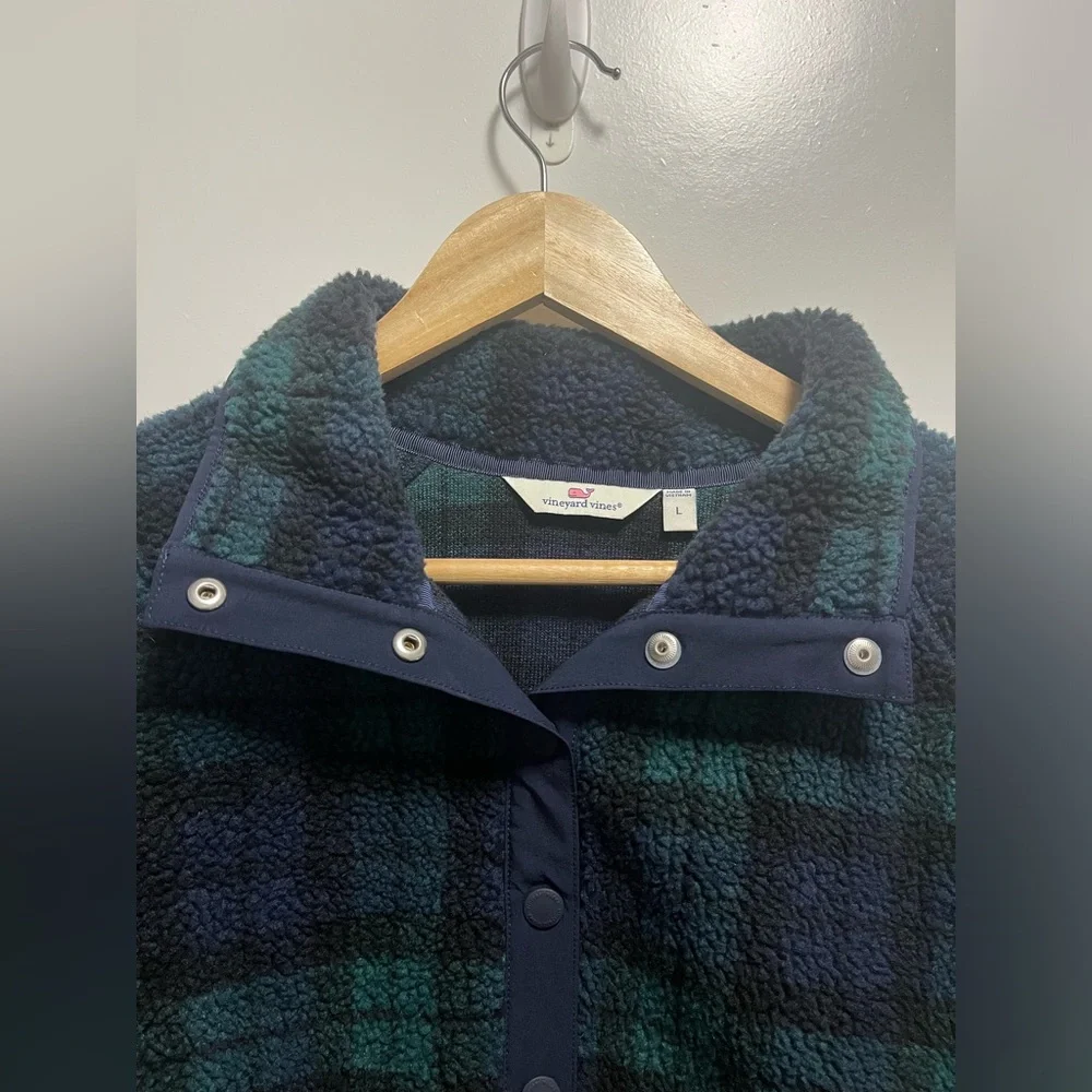 Vineyard Vines Sherpa Snap-Placket Fleece Women’s Size Large - Picture 3 of 6